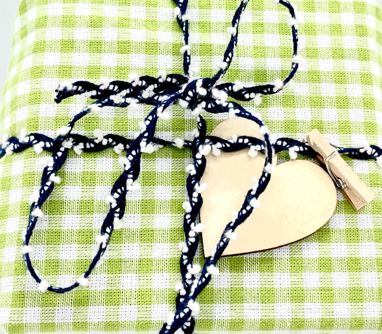 BIO-Baumwollband Dunkelblau/Weiß, 5 mm breit, 15 Meter lang